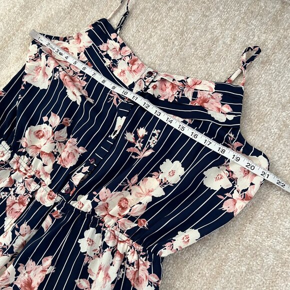 Monteau Striped Floral Skirt-Overlay Sleeveless Jumpsuit Romper 2X - Picture 8 of 9
